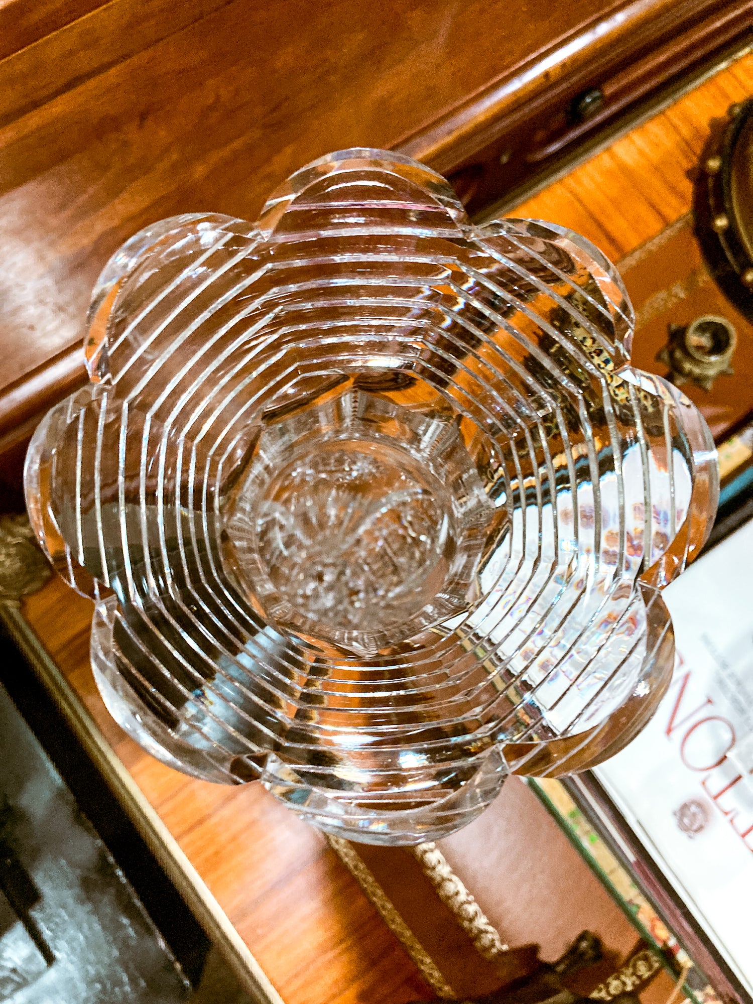 Antique American Brilliant Cut Clear Glass J. Hoare Corning Tall Trumpet Vase