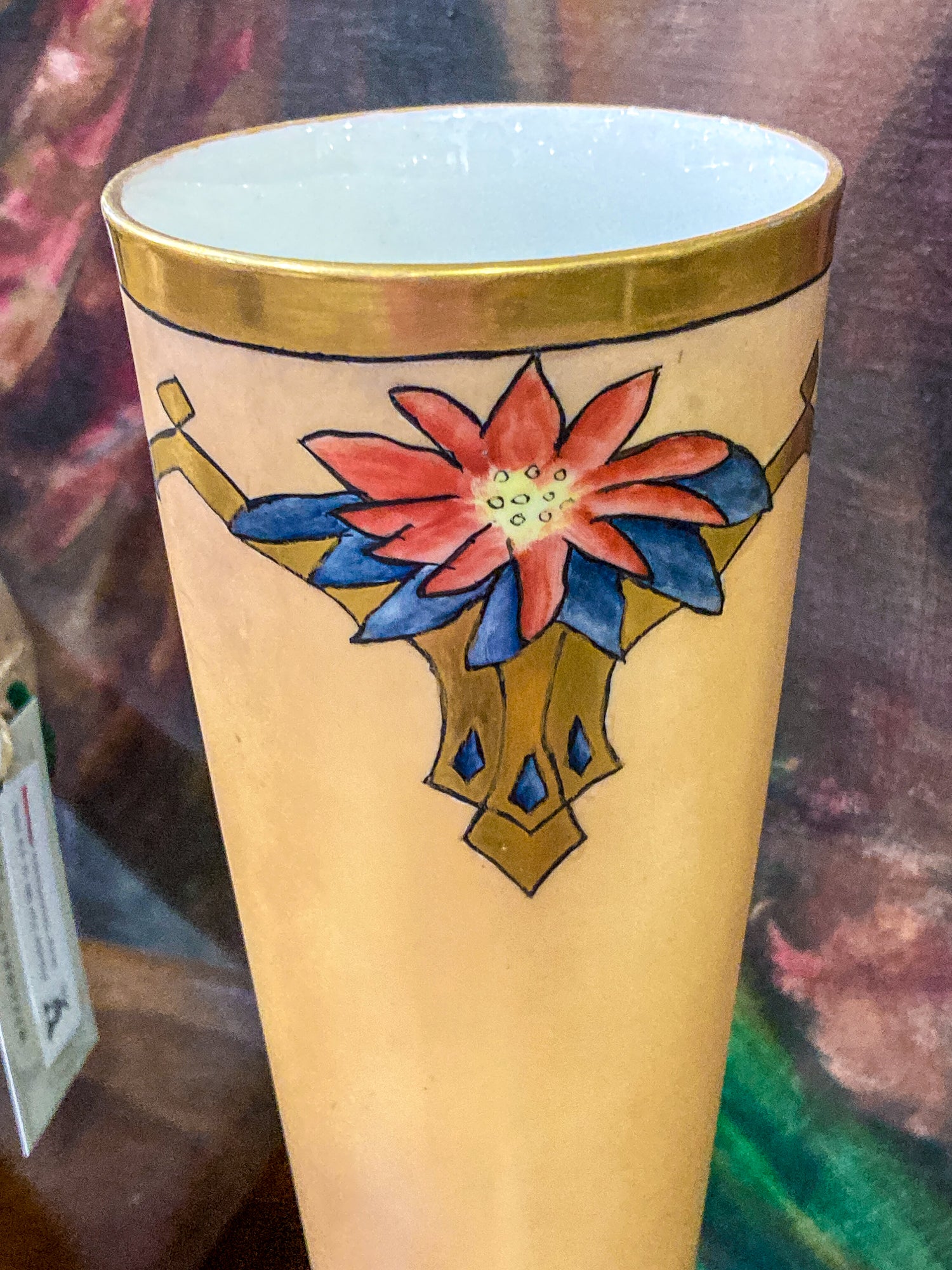 Antique Art Deco Hand Painted American Belleek Willets Porcelain Vase