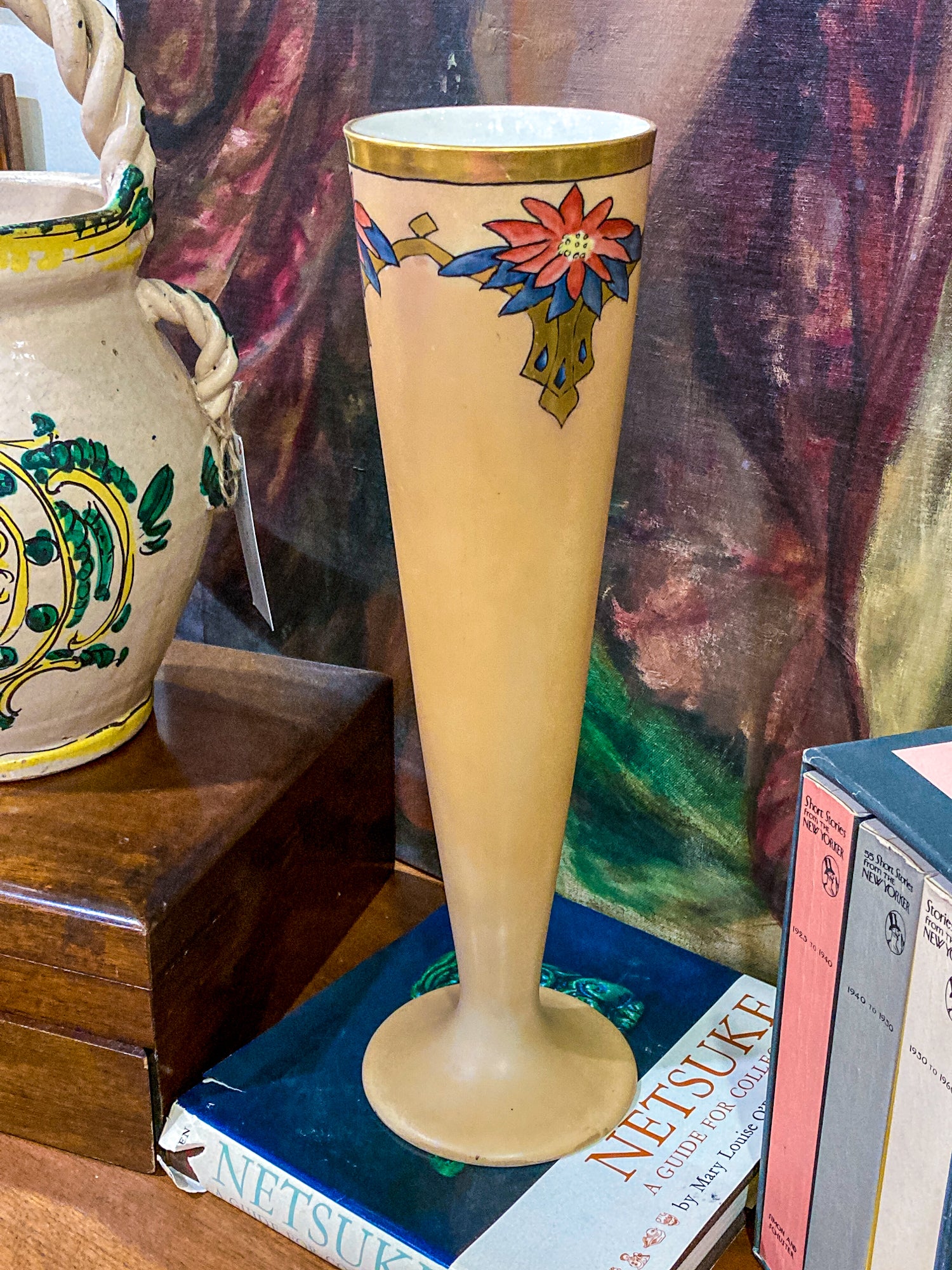 Antique Art Deco Hand Painted American Belleek Willets Porcelain Vase
