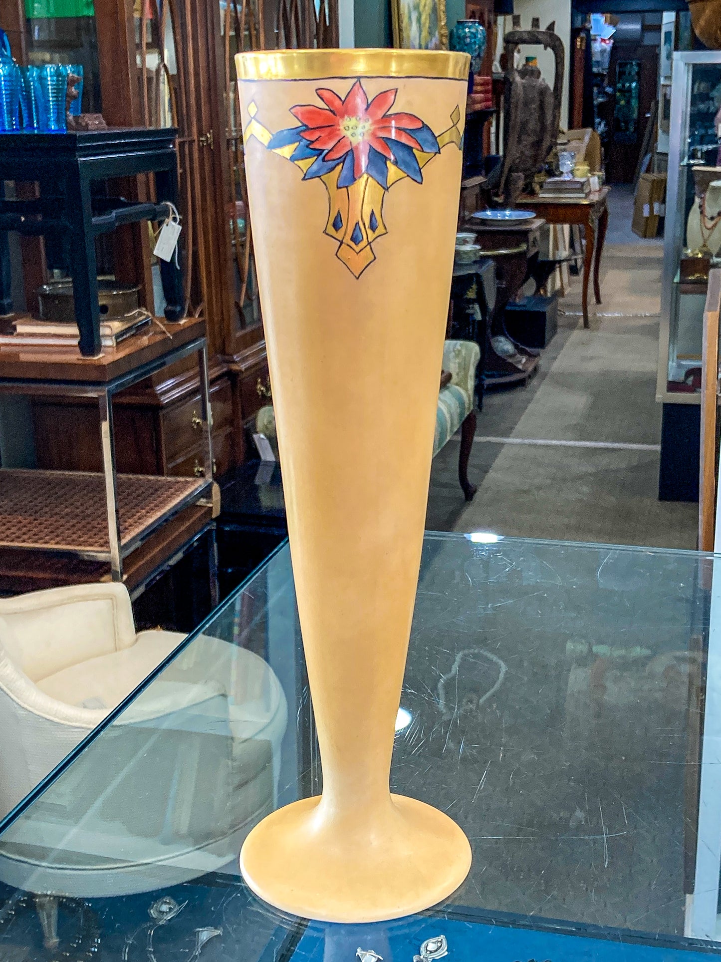 Antique Art Deco Hand Painted American Belleek Willets Porcelain Vase