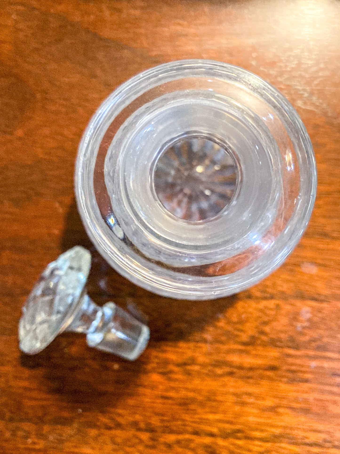 Antique Basketweave Diamond Cut Clear Glass Decanter Barware