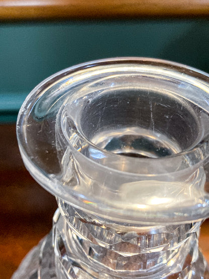Antique Basketweave Diamond Cut Clear Glass Decanter Barware