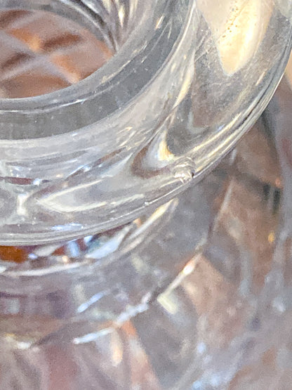 Antique Basketweave Diamond Cut Clear Glass Decanter Barware