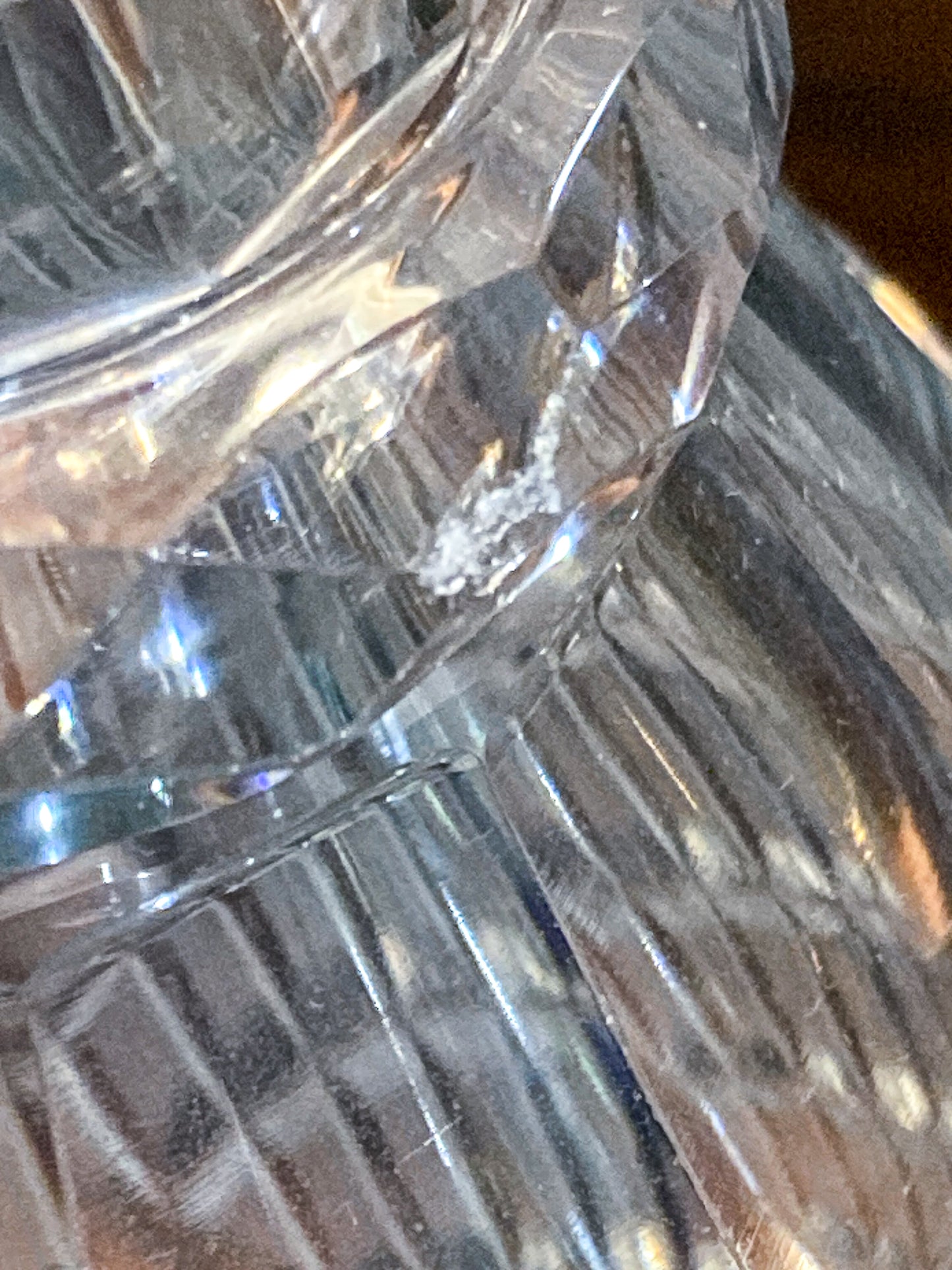 Antique Basketweave Diamond Cut Clear Glass Decanter Barware