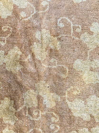 Antique 1910s Tan Blue Bird Art Deco Chinese 8x10ft Woven Wool Rug