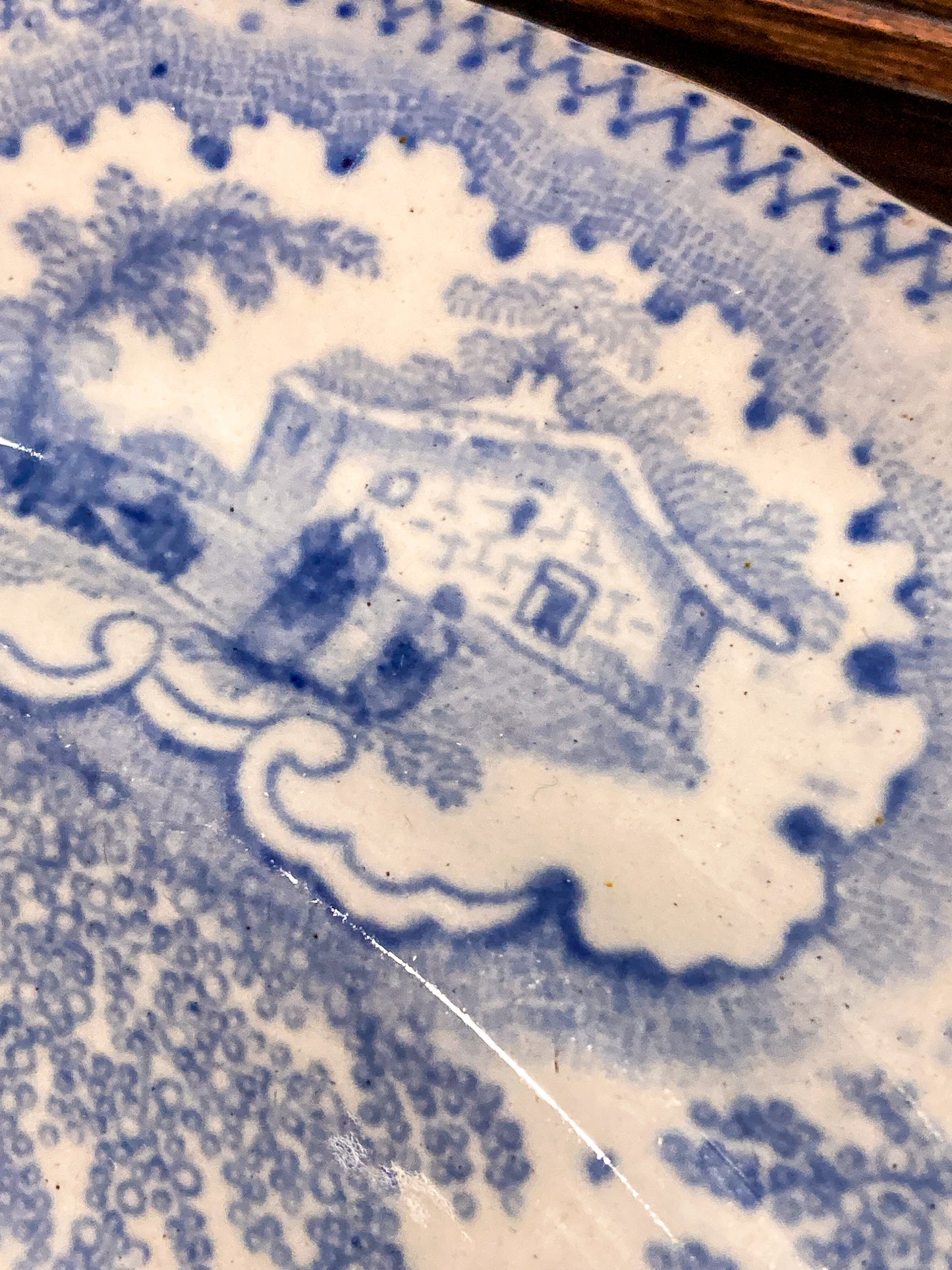 Antique Blue & White English Transferware Albion Porcelain Serving Platter Tray
