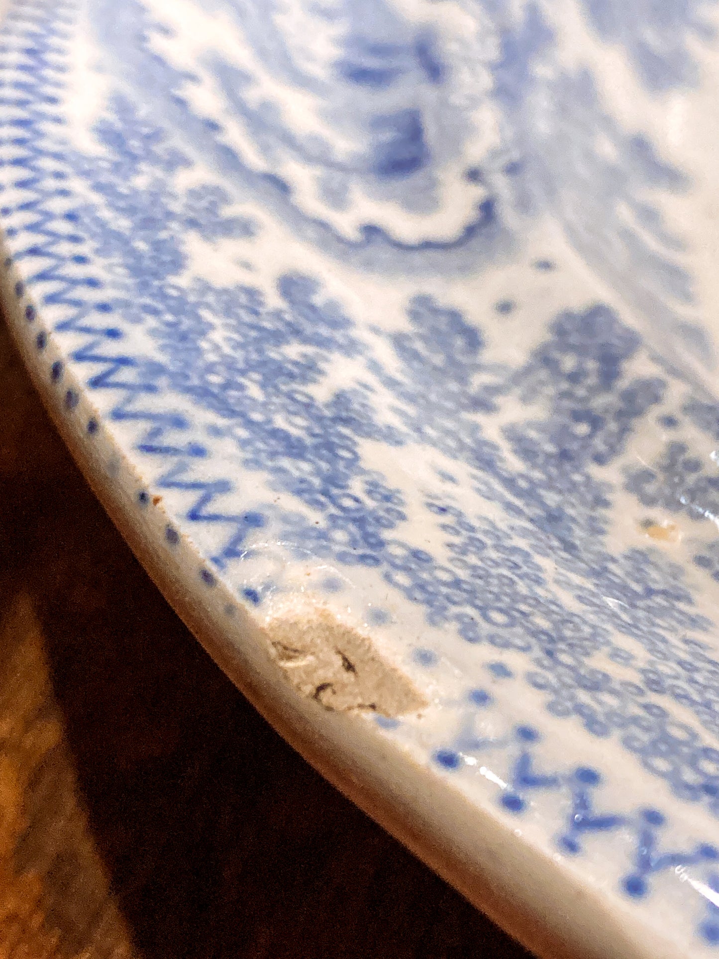Antique Blue & White English Transferware Albion Porcelain Serving Platter Tray