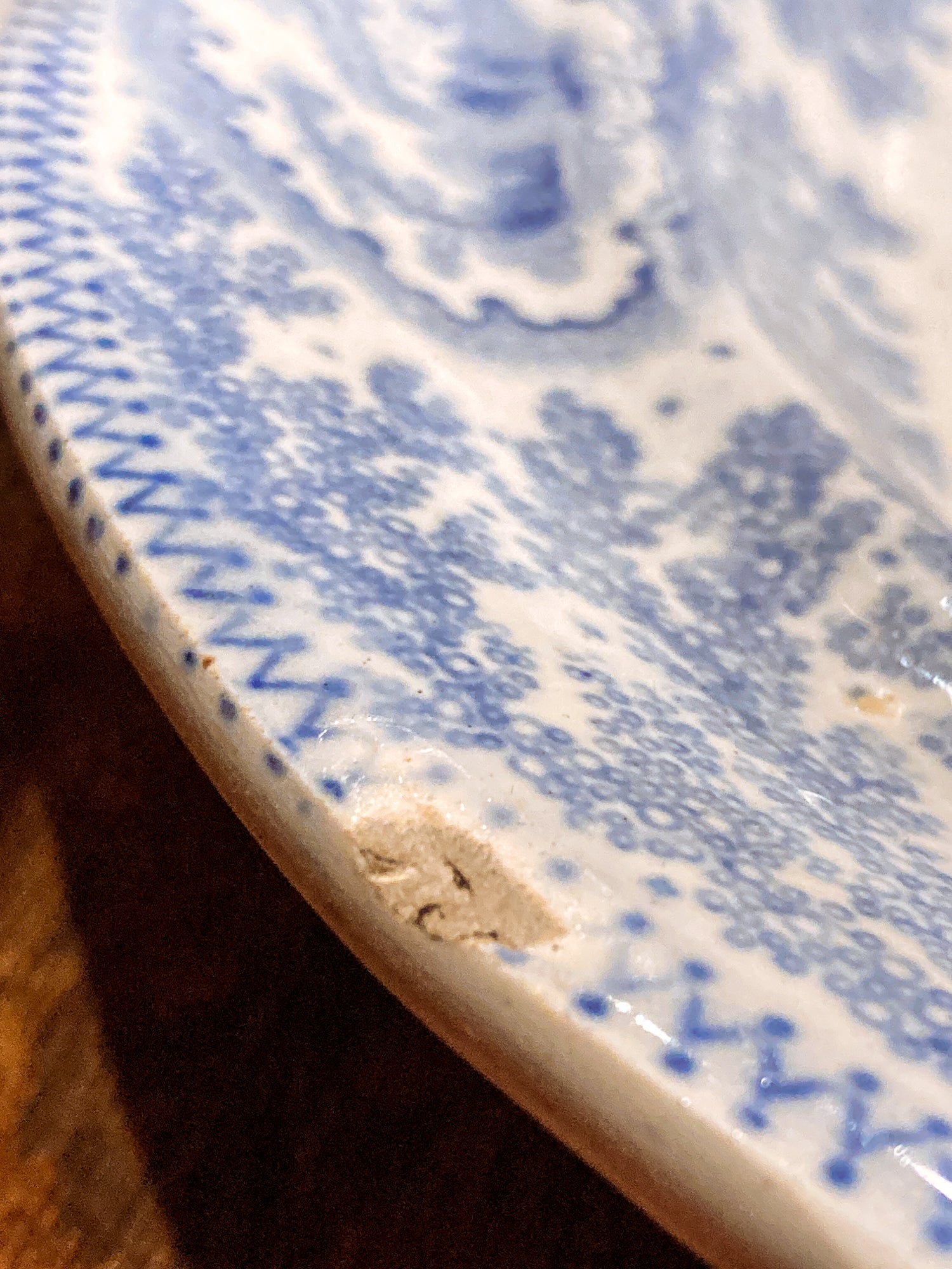 Antique Blue & White English Transferware Albion Porcelain Serving Platter Tray