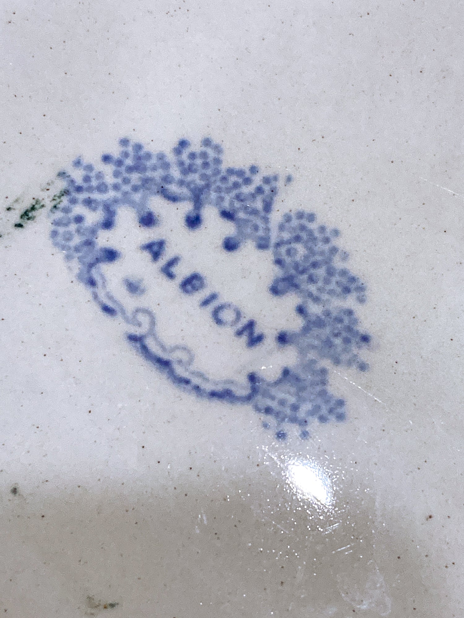 Antique Blue & White English Transferware Albion Porcelain Serving Platter Tray