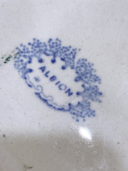 Antique Blue & White English Transferware Albion Porcelain Serving Platter Tray