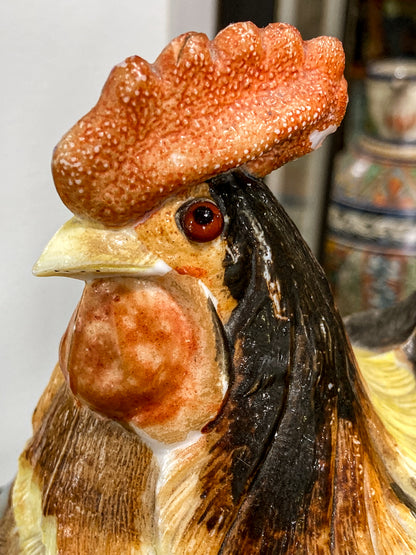 Antique Challinor Taylor Late 19th Century Milk Glass Rooster Nesting Lidded Jar