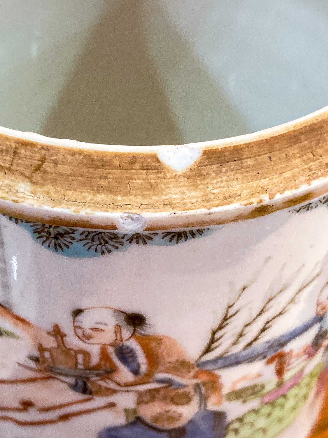 Antique Chinese Porcelain Hand Painted Cylindrical Porcelain Lidded Jar
