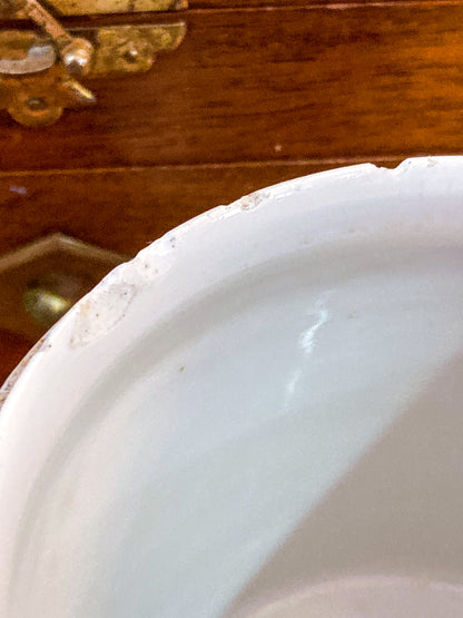 Antique Chinese Porcelain Hand Painted Cylindrical Porcelain Lidded Jar