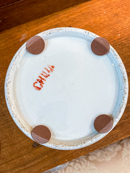 Antique Chinese Porcelain Hand Painted Cylindrical Porcelain Lidded Jar