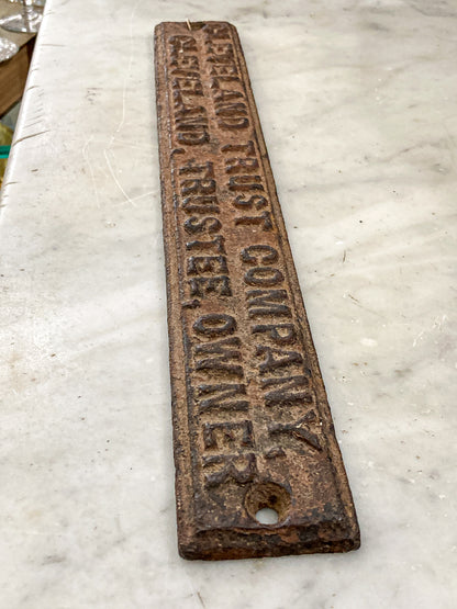 Antique Cleveland Trust Company Trustee Owner Cast Iron Wall Plaque