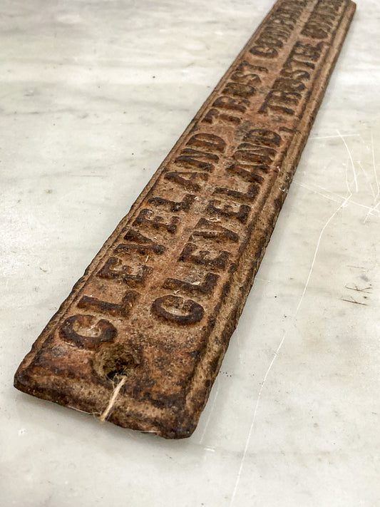 Antique Cleveland Trust Company Trustee Owner Cast Iron Wall Plaque