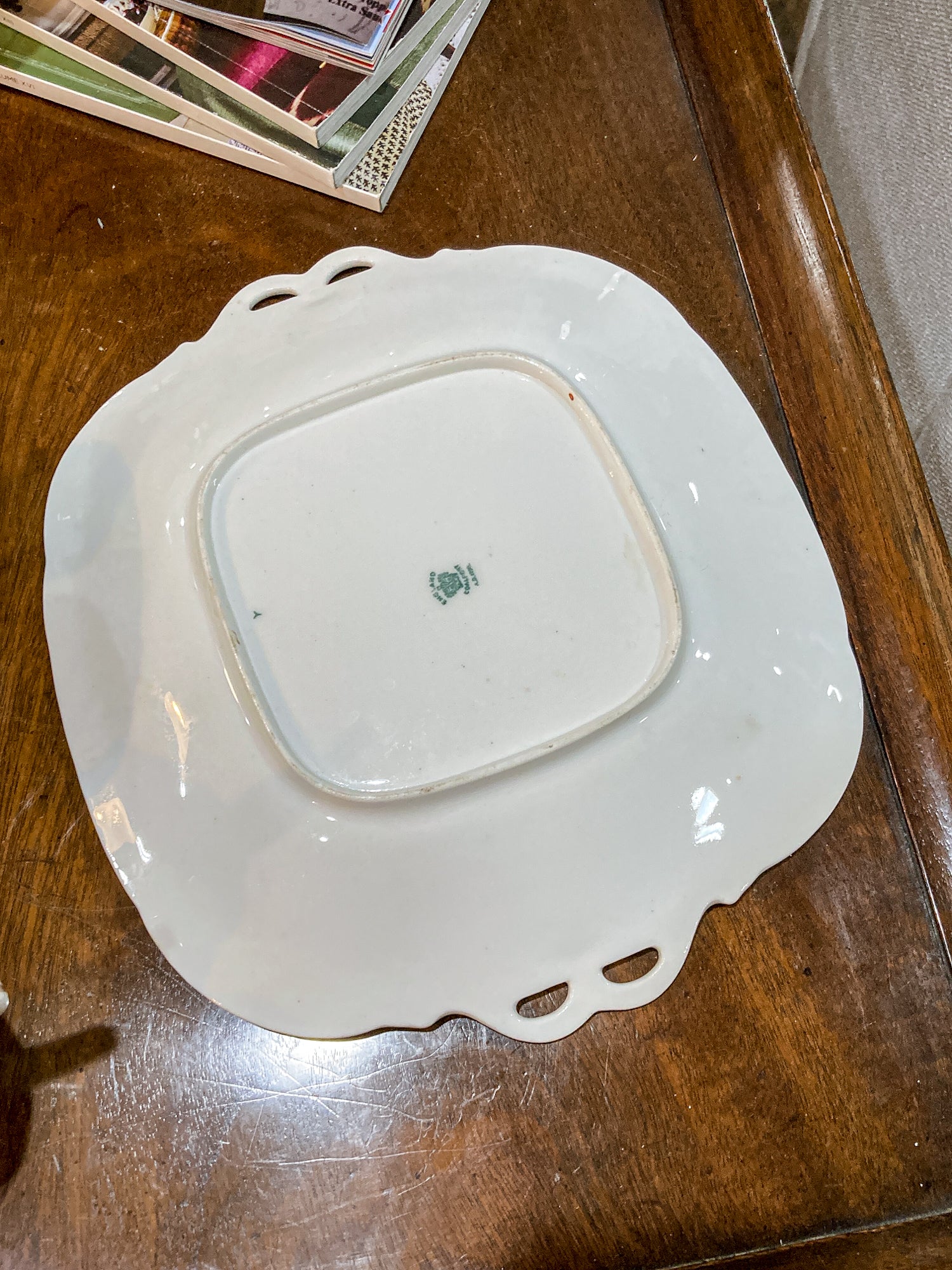 Antique Coalport Indian Tree Three Piece Cream Sugar Serving Tray Porcelain Set
