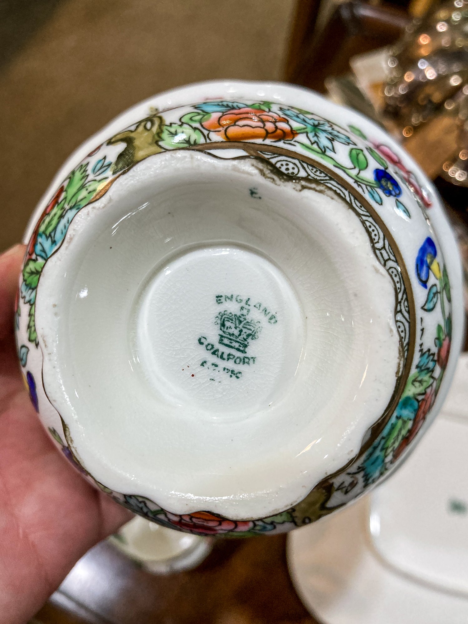 Antique Coalport Indian Tree Three Piece Cream Sugar Serving Tray Porcelain Set