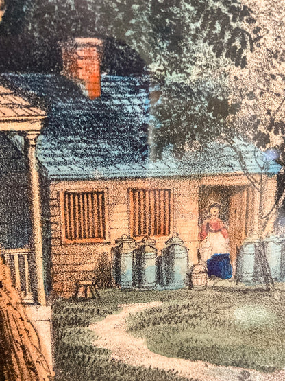 Antique Currier & Ives Frances Flora Palmer Old Oaken Bucket Framed Lithograph