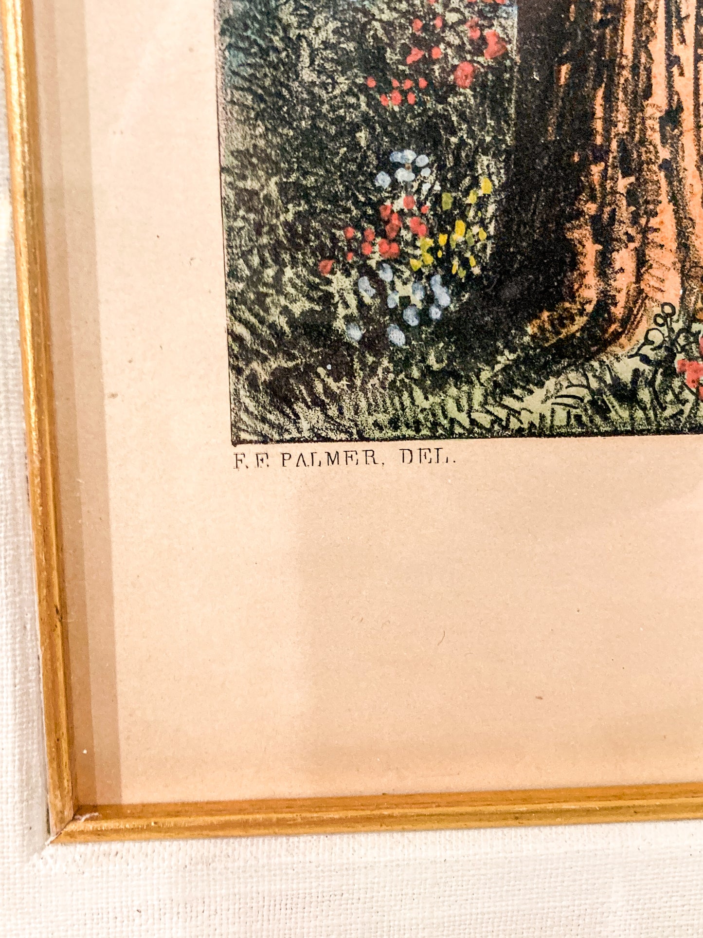 Antique Currier & Ives Frances Flora Palmer Old Oaken Bucket Framed Lithograph