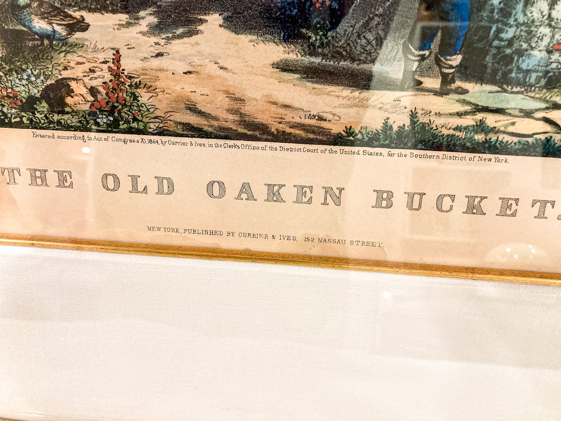 Antique Currier & Ives Frances Flora Palmer Old Oaken Bucket Framed Lithograph