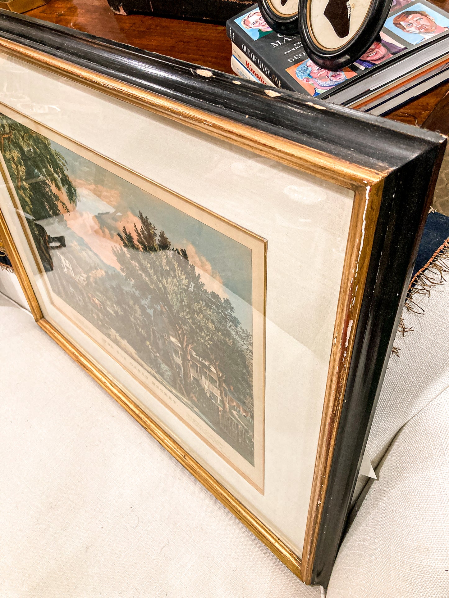 Antique Currier & Ives Frances Flora Palmer Old Oaken Bucket Framed Lithograph