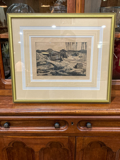 Antique Edward Bouverie Hoyton St. Hubert's Chapel Framed Landscape Etching