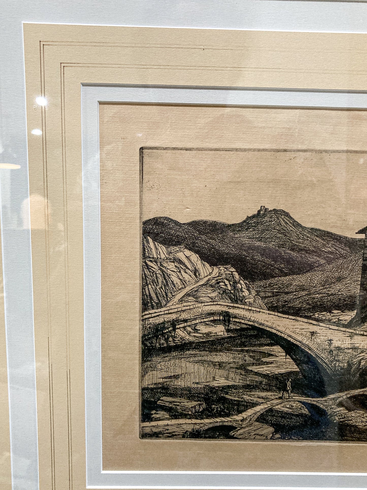 Antique Edward Bouverie Hoyton St. Hubert's Chapel Framed Landscape Etching