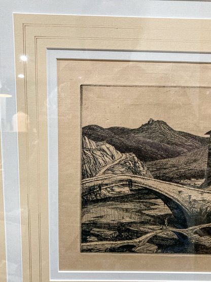 Antique Edward Bouverie Hoyton St. Hubert's Chapel Framed Landscape Etching