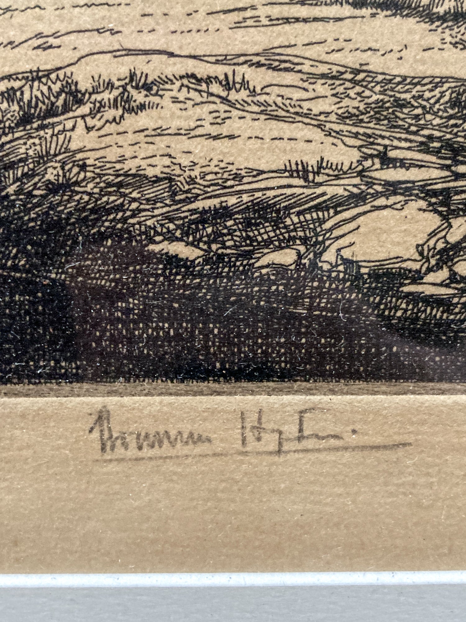 Antique Edward Bouverie Hoyton St. Hubert's Chapel Framed Landscape Etching