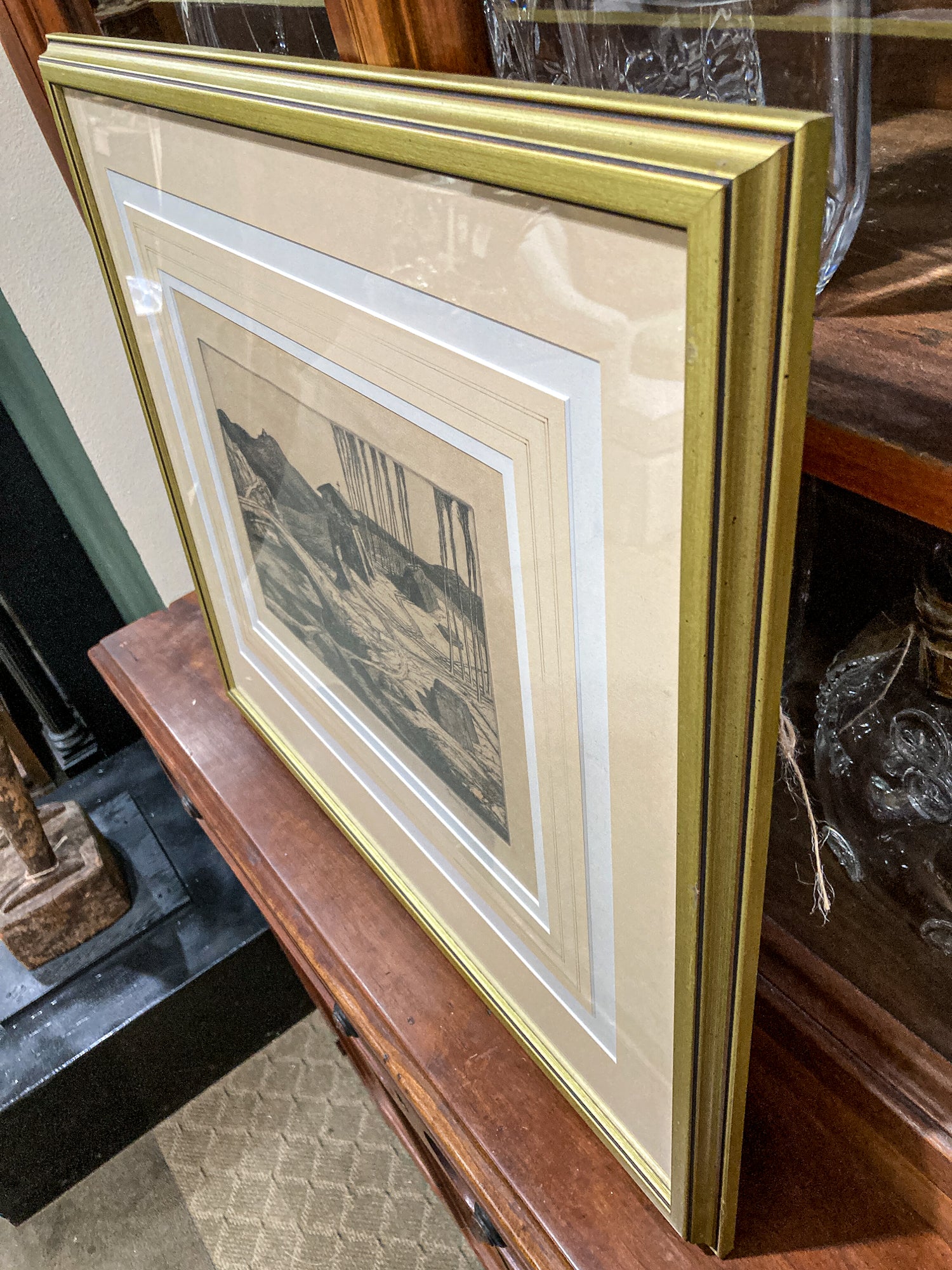 Antique Edward Bouverie Hoyton St. Hubert's Chapel Framed Landscape Etching