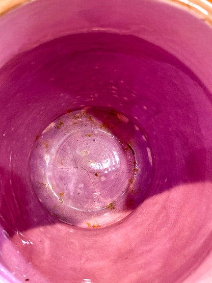 Antique English Fruit Tree Brick Fence Pattern Majolica Large Ceramic Pitcher