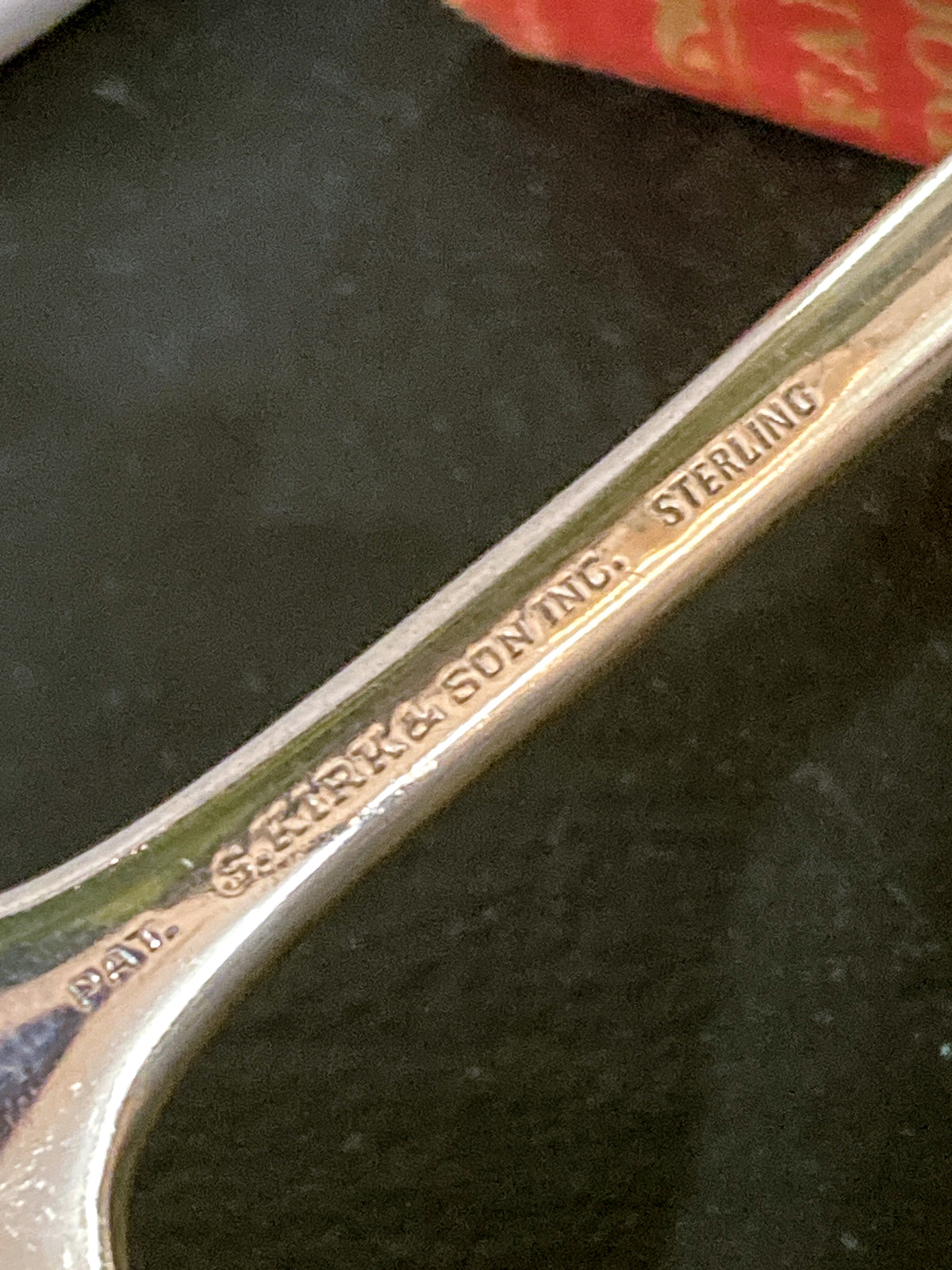 Antique Engraved Monogram S. Kirk & Son Sterling Silver Small Ladle Soup Spoon
