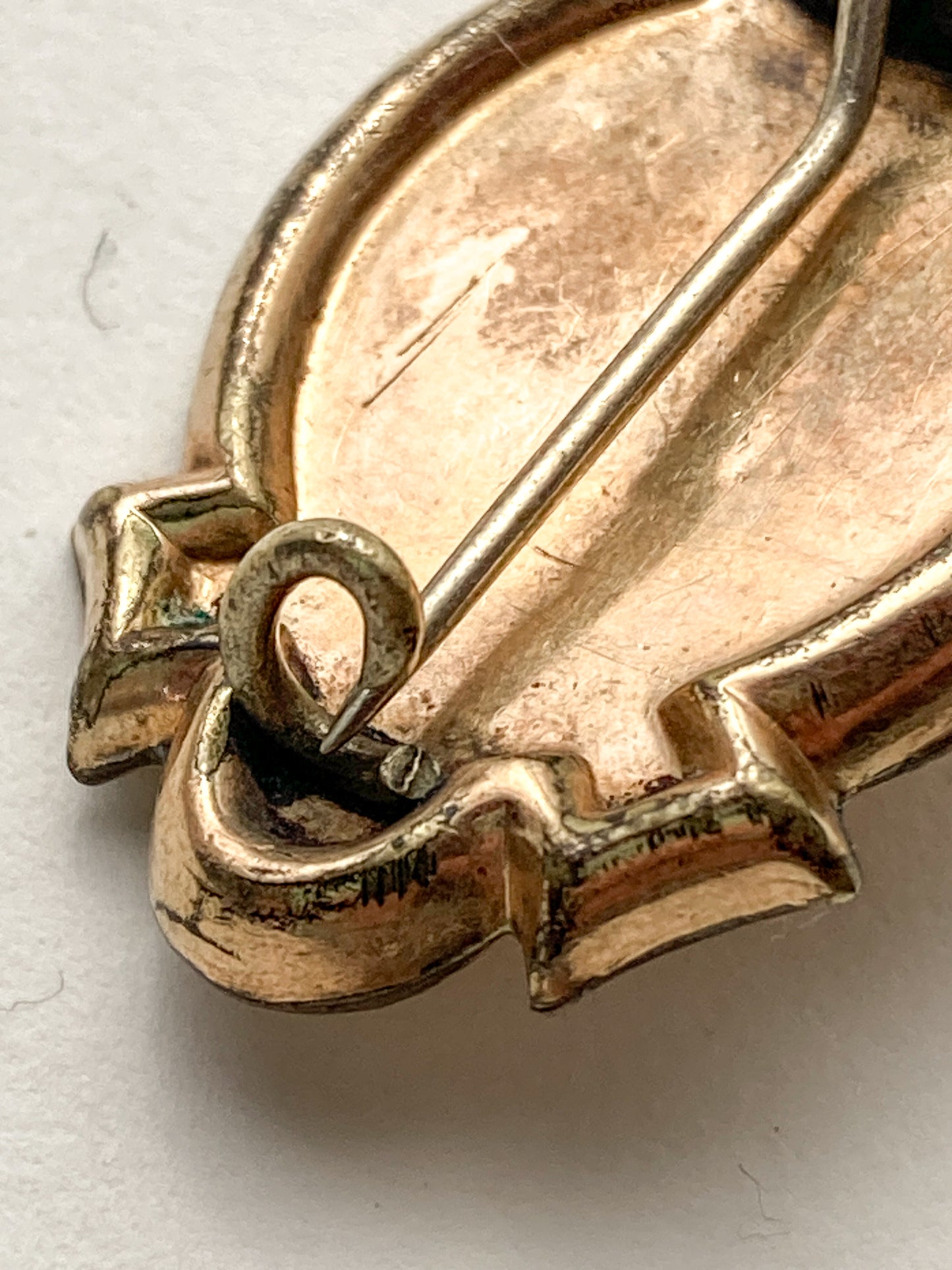 Antique Engraved Yellow Gold Filled Seed Pearl Ornate Brooch Pin