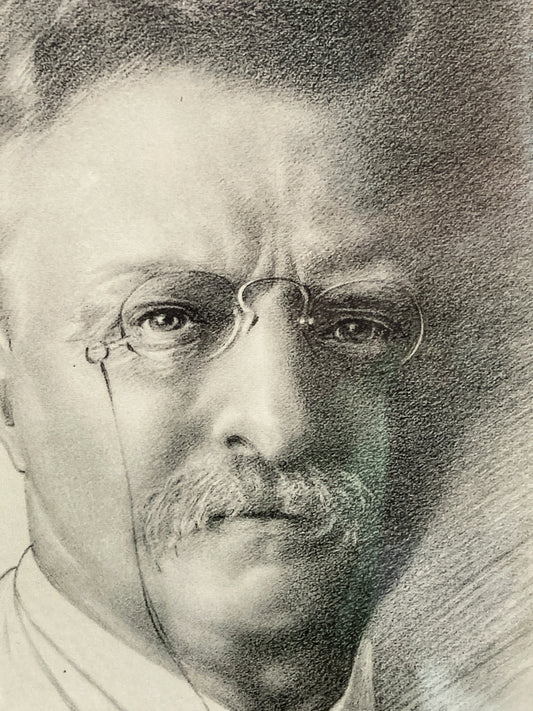 Antique Fannie Soule Campbell Theodore Roosevelt Framed Lithographic Portrait