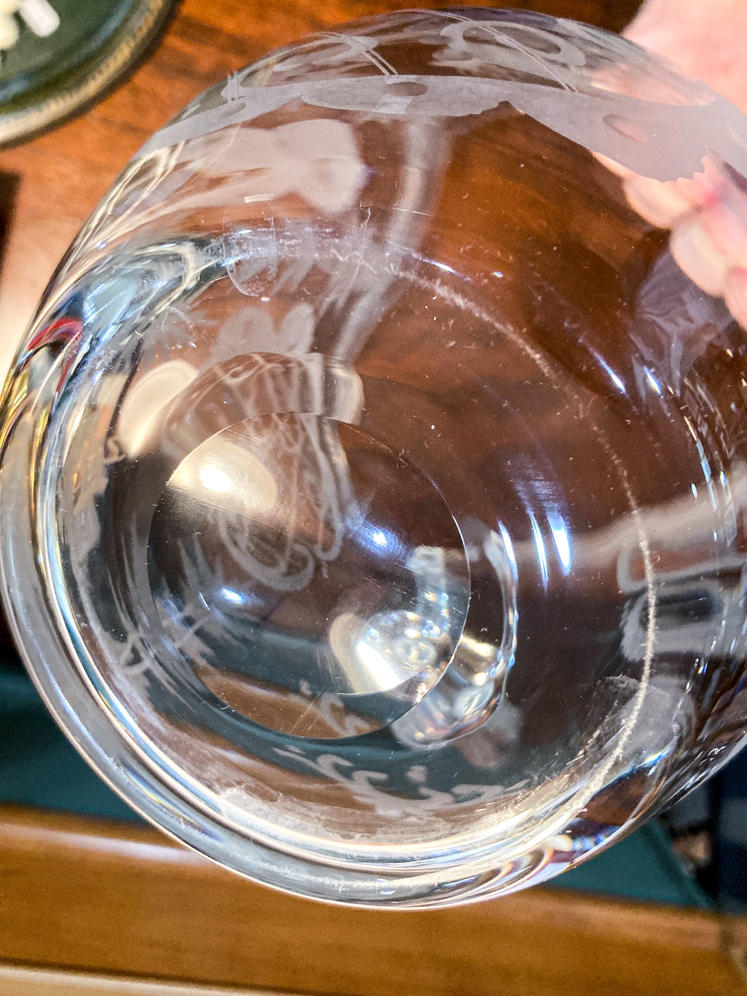 Antique Lobmeyr Style Stag Hunt Motif Etched Clear Glass Pitcher