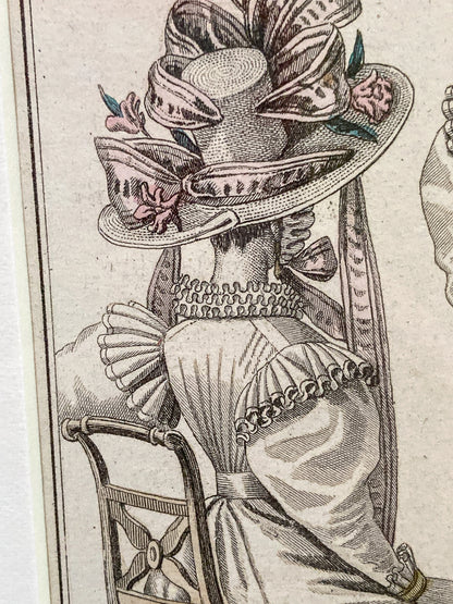 Framed Antique French 19th Century 1827 Parisian Fashion Plate Print