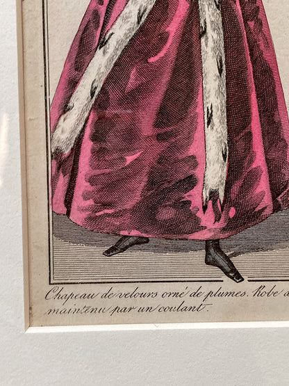 Framed Antique French 19th Century 1831 Parisian Fashion Plate Print