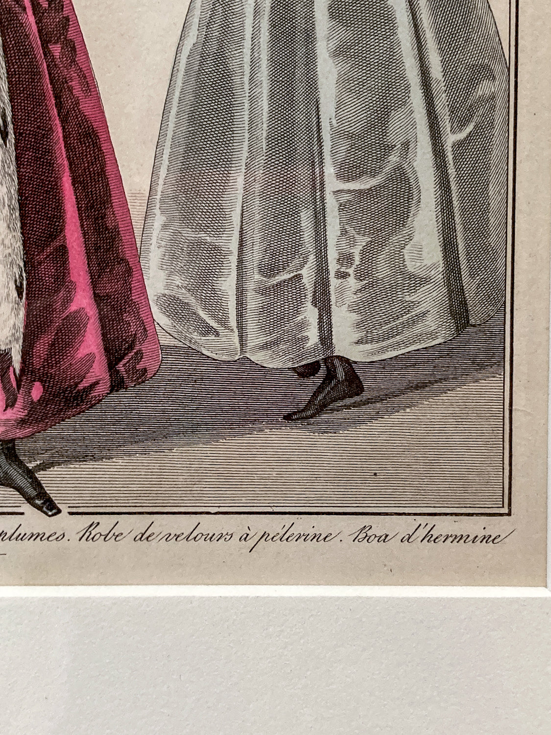 Framed Antique French 19th Century 1831 Parisian Fashion Plate Print