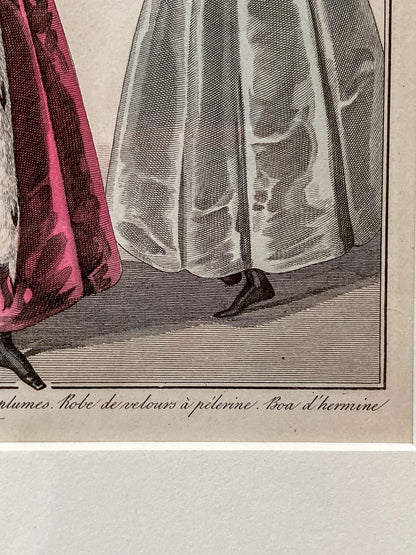 Framed Antique French 19th Century 1831 Parisian Fashion Plate Print
