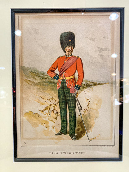 Antique J. S. Virtue "The 21st-Royal Scots Fusiliers" Military Framed Lithograph