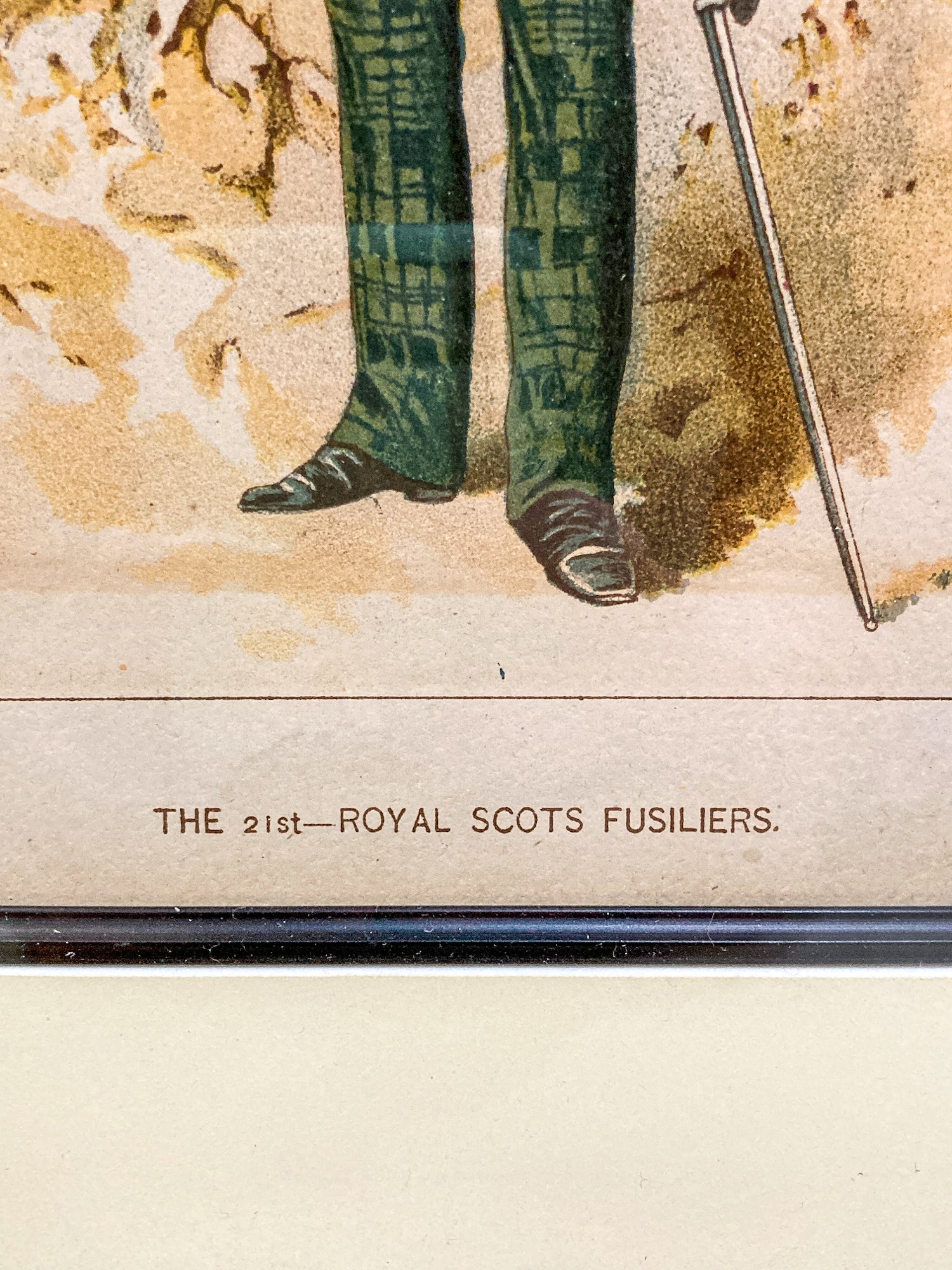 Antique J. S. Virtue "The 21st-Royal Scots Fusiliers" Military Framed Lithograph