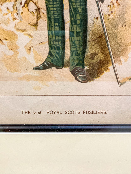 Antique J. S. Virtue "The 21st-Royal Scots Fusiliers" Military Framed Lithograph