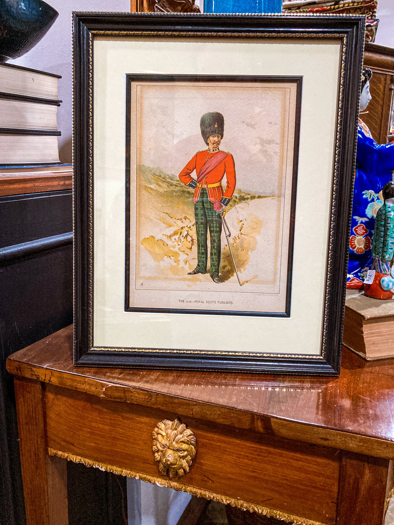 Antique J. S. Virtue "The 21st-Royal Scots Fusiliers" Military Framed Lithograph