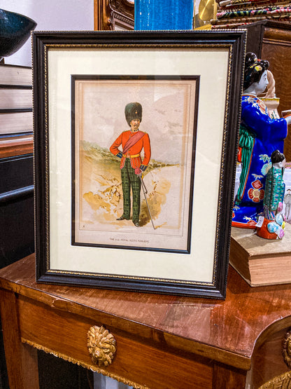 Antique J. S. Virtue "The 21st-Royal Scots Fusiliers" Military Framed Lithograph