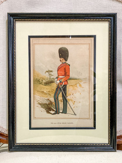 Antique J. S. Virtue "The 23rd-Royal Welsh Fusiliers" Framed Military Lithograph