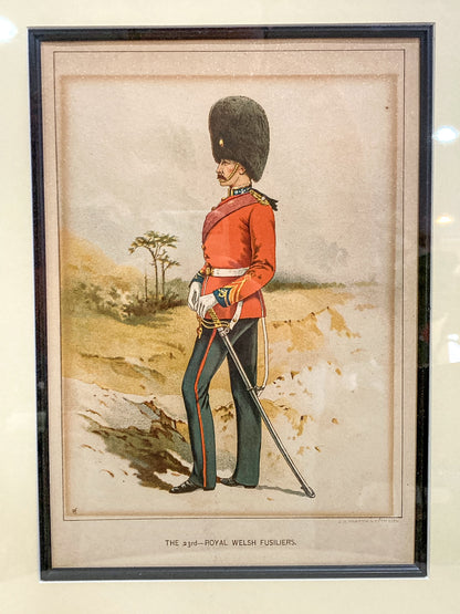 Antique J. S. Virtue "The 23rd-Royal Welsh Fusiliers" Framed Military Lithograph