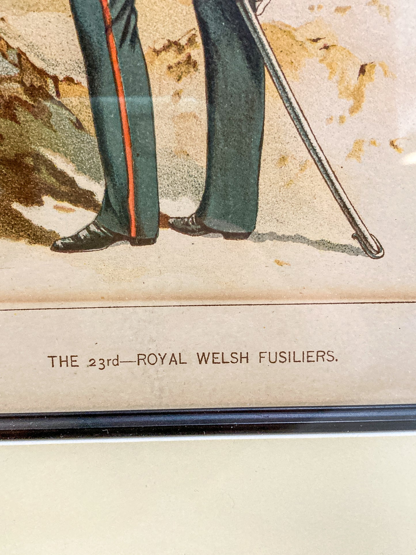 Antique J. S. Virtue "The 23rd-Royal Welsh Fusiliers" Framed Military Lithograph