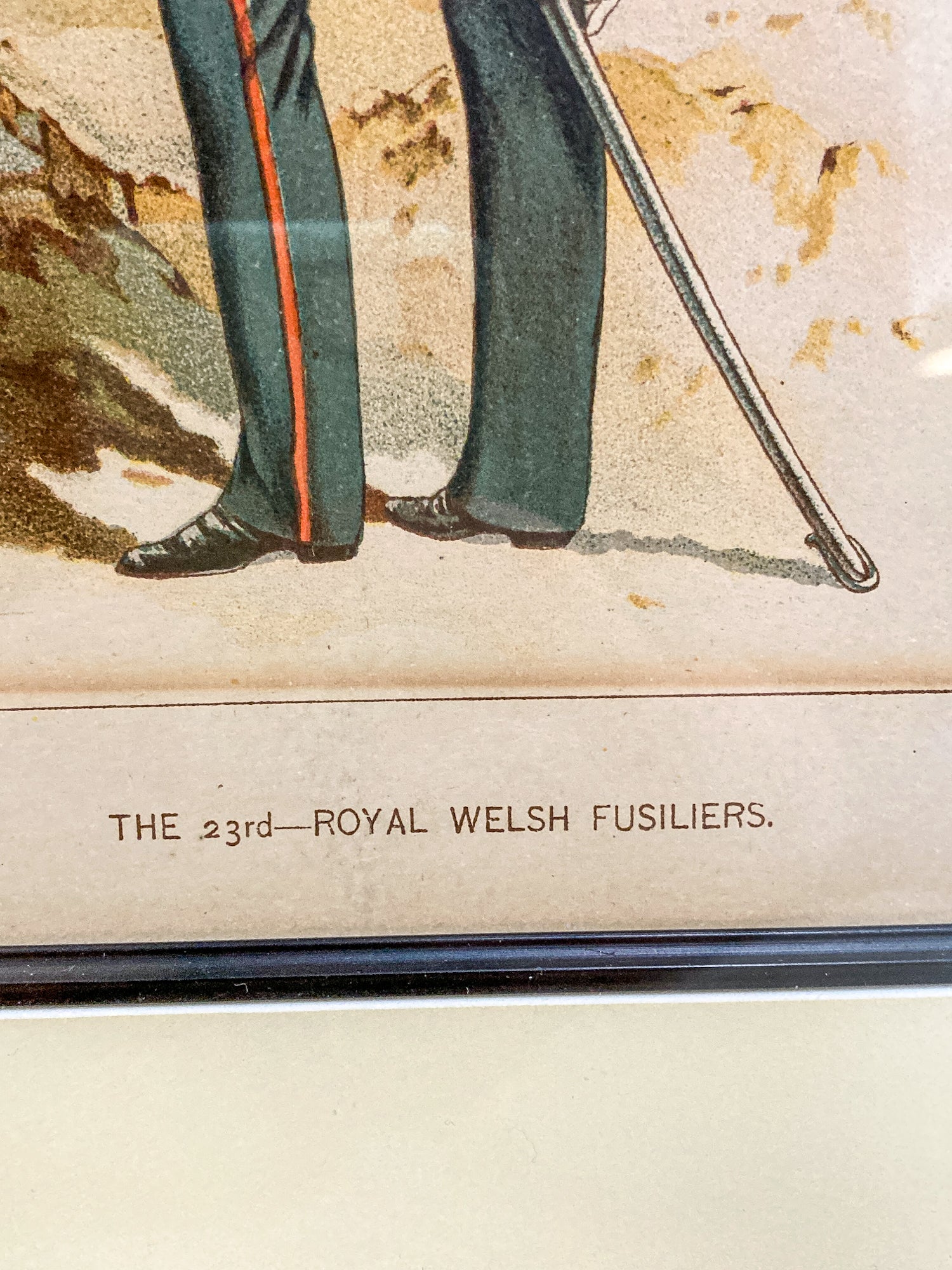 Antique J. S. Virtue "The 23rd-Royal Welsh Fusiliers" Framed Military Lithograph