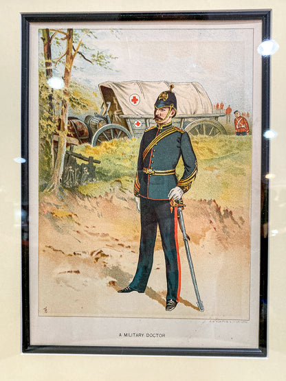 Antique J. S. Virtue "A Military Doctor" Print Framed Color Lithograph